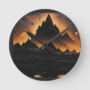 Relógio Redondo Caneca Montanha do Eclipse Solar - Caneca Paisagem
