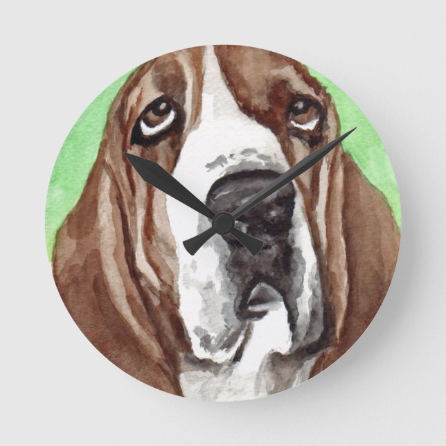 Relógio Redondo Cão Basset Hound (Frente)