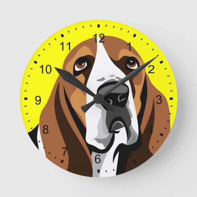 Relógio Redondo Cão Basset Hound (Frente)