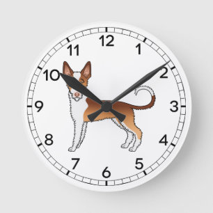 Relógio Redondo Cão De Cartoons Ibizan Hound Com Fio Vermelho E Br