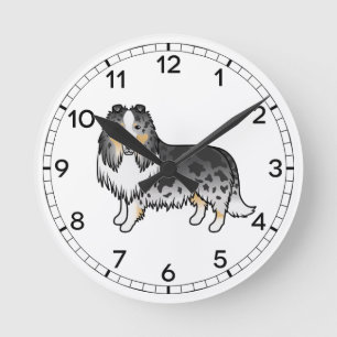 Relógio Redondo Cão de desenho animado de Collie Rough