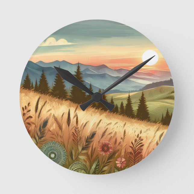 Relógio Redondo Capas de iphone Natural do País Colinas das Montan (Frente)