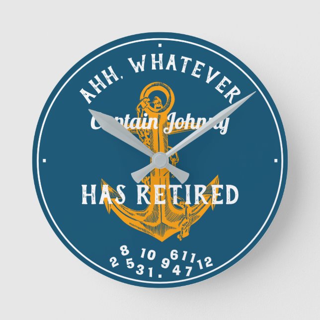 Relógio Redondo Capitão Marinheiro Reformou Qualquer Nome Azul Eng (Frente)