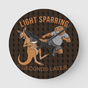 Relógio Redondo Capivara Engraçada vs Canguru Sparring Leve MMA Me