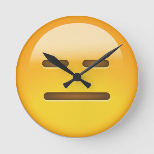 Relógio Redondo Cara Expressionless Emoji