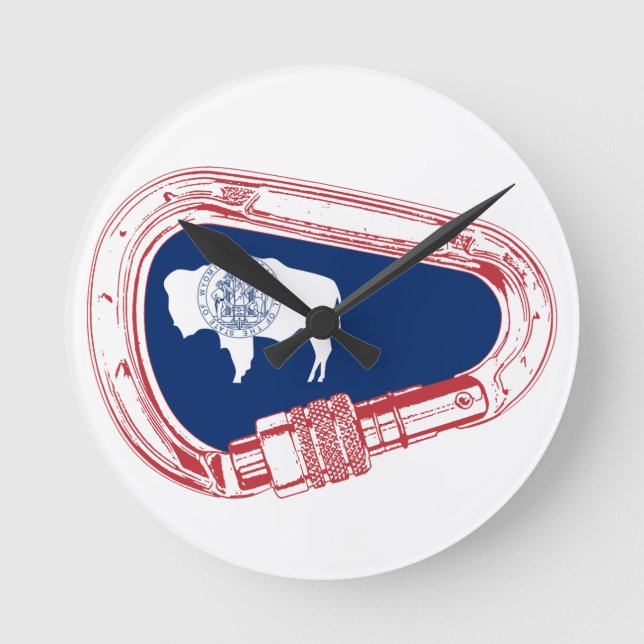 Relógio Redondo Carabineiro de trepagem de bandeira de Wyoming (Frente)