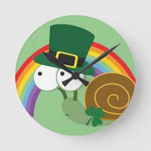 Relógio Redondo Caracol bonito do Leprechaun
