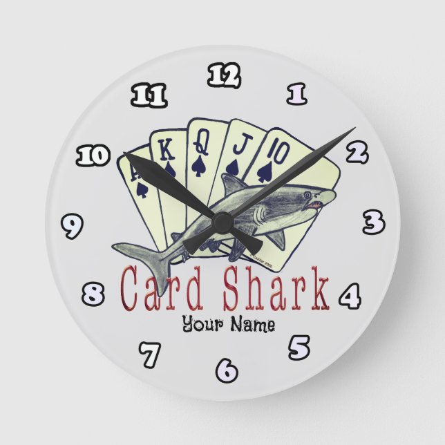Relógio Redondo Card Shark pôquer (Frente)