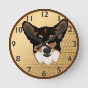 Relógio Redondo Cardigan Welsh Corgi Clock