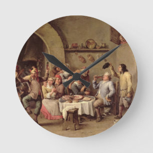 Relógio Redondo Carnaval: "Le Roi Boit", 1690 (óleo no cobre)