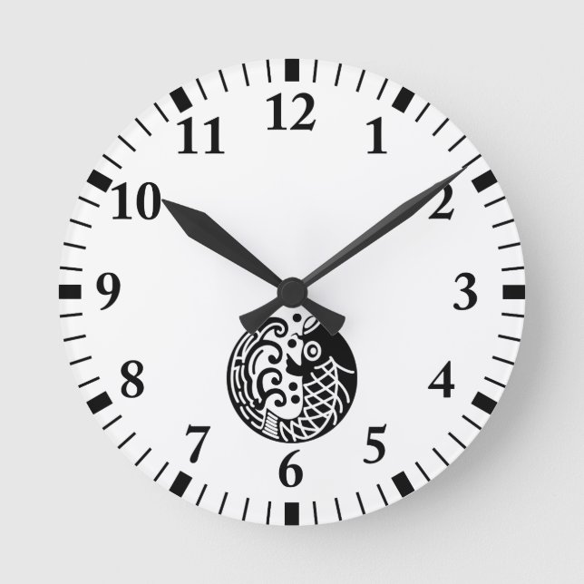 Relógio Redondo Carpa e onda (Frente)