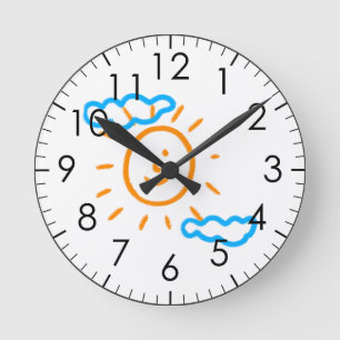 Relógio Redondo Carregar Crianças de Desenho Transformando Trabalh