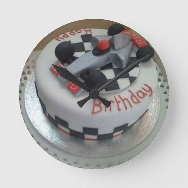 Relógio Redondo carro de corrida de aniversário feliz (Frente)