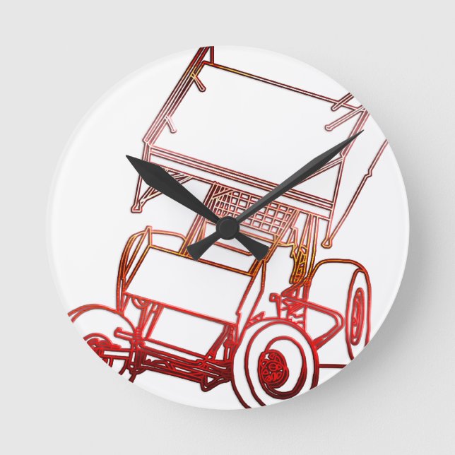 Relógio Redondo Carro de Sprint enviesado/por do sol (Frente)