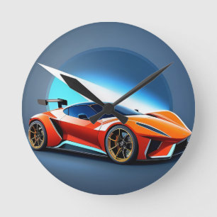 Relógio Redondo Carro Esportivo Elegante Com Design Moderno
