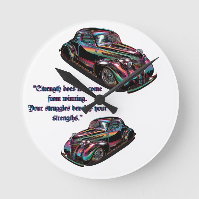 Relógio Redondo Carro Muscular Clássico (Frente)