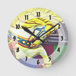 Relógio Redondo Carrossel Horse com Mané Amarelo