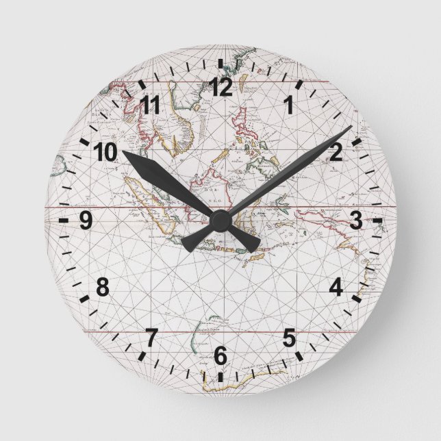 Relógio Redondo Carta do Mar a Leste da Índia | Indonésia (Frente)