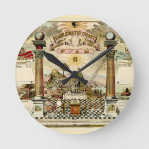 Relógio Redondo Carta emblemática maçónica do Freemason