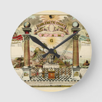 Relógio Redondo Carta emblemática maçónica do Freemason
