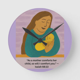 Relógio Redondo Cartão postal confortante da mãe e do bebê de Isaí