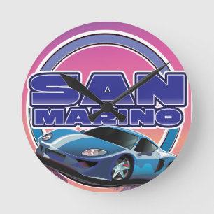 Relógio Redondo cartaz de viagem de esportes de San Marino