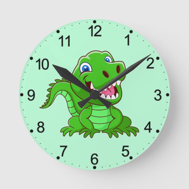 Relógio Redondo Cartoon Crocodilo Sorridente-64836 (Frente)