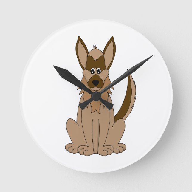 Relógio Redondo Cartoon de cães German shepherd incrível (Frente)