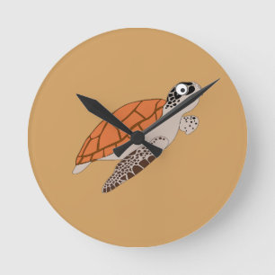 Relógio Redondo cartoon orange sea turtle