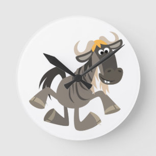 Relógio Redondo Cartoon Tap Dancing Wildebeest Wall Clock