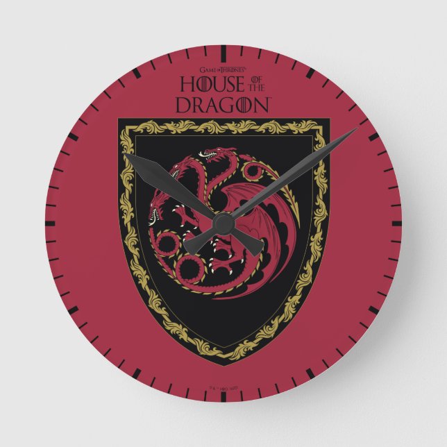 Relógio Redondo CASA DO DRAGÃO | House Targaryen Crest (Frente)