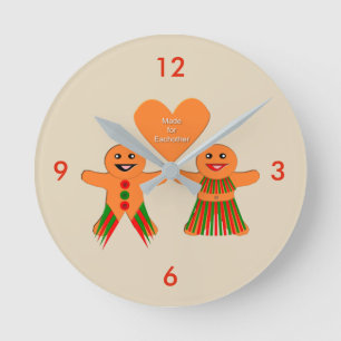 Relógio Redondo Casal de Gingerbread de Natal