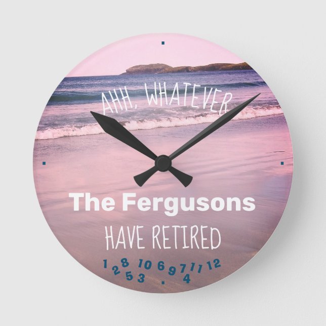 Relógio Redondo Casal Reformado Qualquer Nome Familiar Aposentador (Frente)