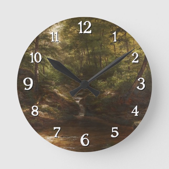 Relógio Redondo Cascata na Floresta - George Hetzel (Frente)