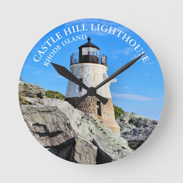 Relógio Redondo Castle Hill Lighthouse Rhode Island RI Wall Clock (Frente)