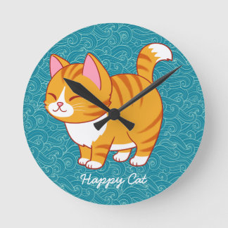 Relógio Redondo Cat Feliz Personalizado