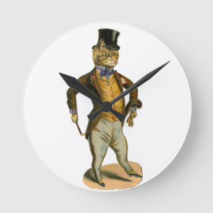 Relógio Redondo Cat with top Victorian style tem