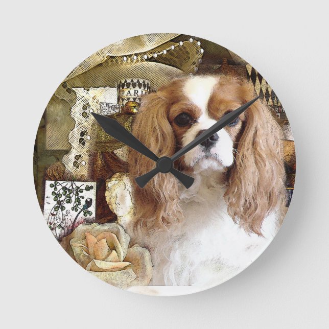 Relógio Redondo Cavalier King Charles Spaniel (Frente)