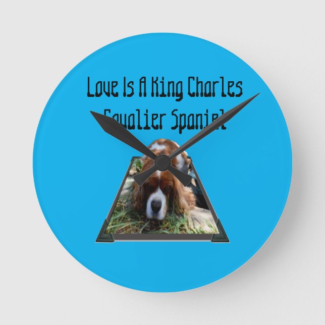 Relógio Redondo Cavalier Spaniel Popout Art, Wall Clock (Frente)