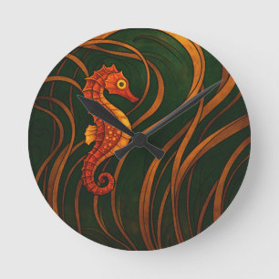 Relógio Redondo Cavalo-Marinho Art Nouveau