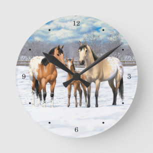 Relógio Redondo Cavalos Appaloosa De Pele Escareca