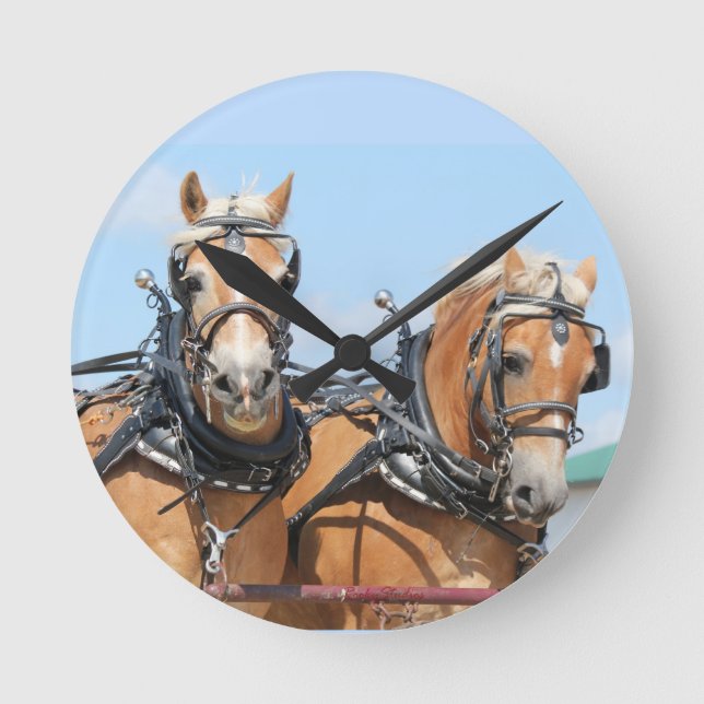 Relógio Redondo Cavalos belgas (Frente)