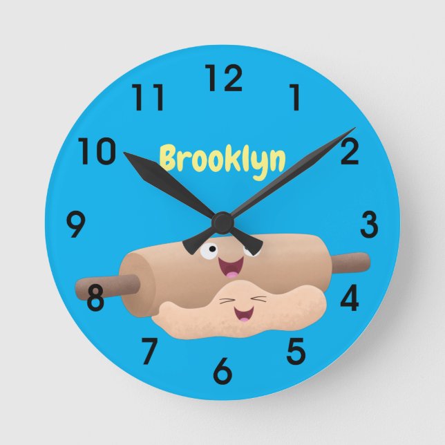 Relógio Redondo Cavilha rolante e cartoon para pastelaria (Frente)