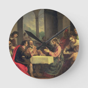 Relógio Redondo Ceia em Emmaus, c.1600-05 (óleo no painel)