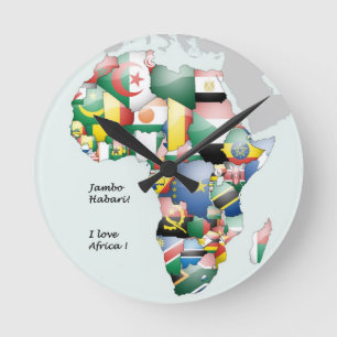 Relógio Redondo Celebração da África em Design de Bandeiras