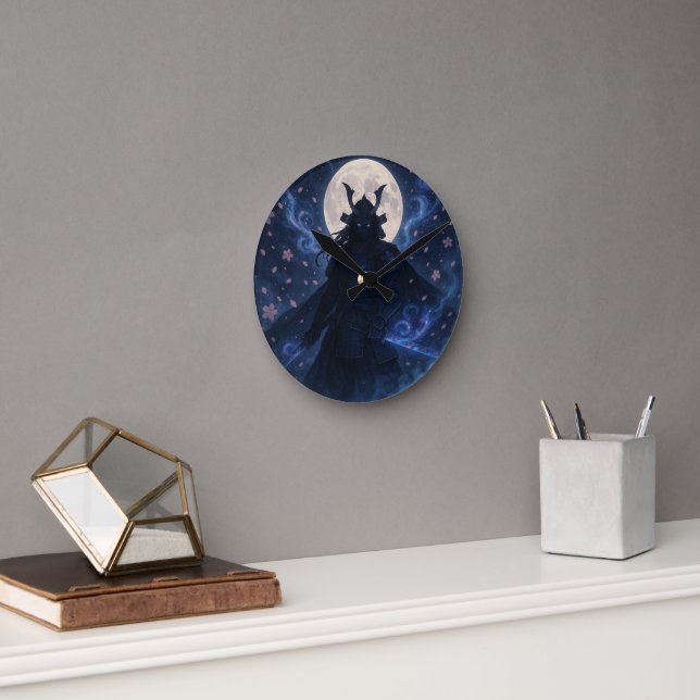 Relógio Redondo Celestial Samurai Cloak Dark Fantasy Anime Guerrei (Escritório)