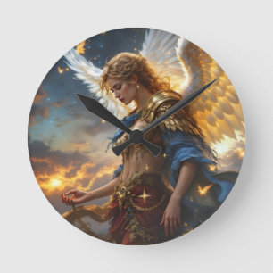 Relógio Redondo Celestial Sentinel - Anjo do amanhecer e divino