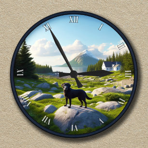 Relógio Redondo Cena de Paisagem de Labrador Retriever Personalizá