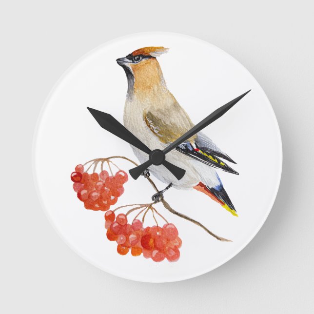 Relógio Redondo Cera de aves da floresta aquosa (Frente)