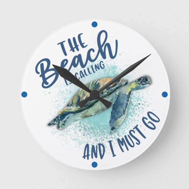 Relógio Redondo chamada de praia de tartaruga marinha (Frente)